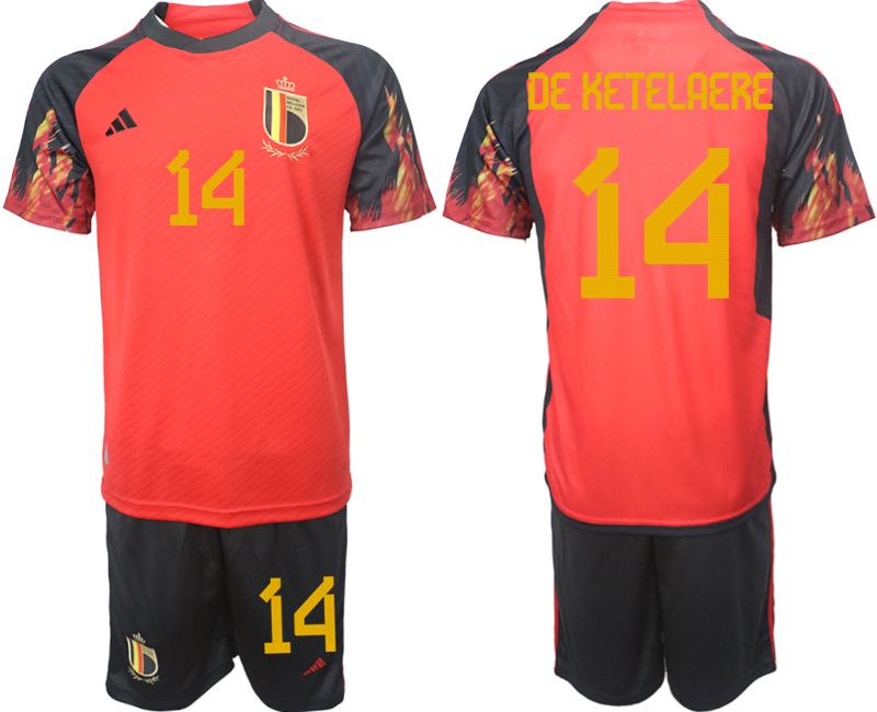 Men 2022 World Cup National Team Belgium home red #14 Soccer Jersey->belgium->Soccer Club Jersey